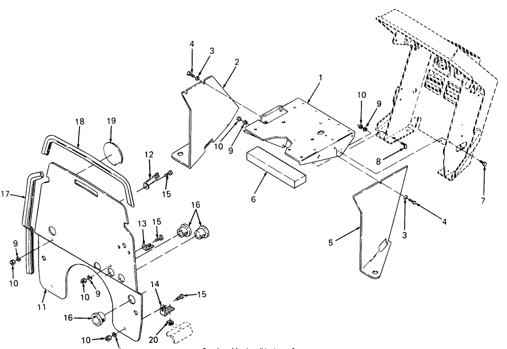 Battery Tray And Heat Baffle Diagram and Parts List for 1860 800000-821059-140661100-141661100 Cub Cadet Lawn Tractor